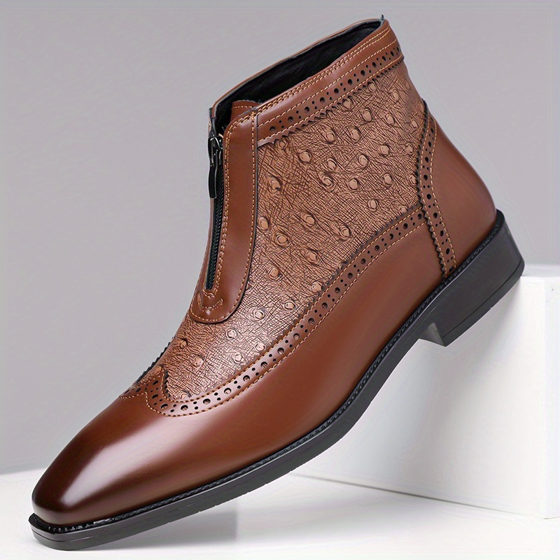 Belmont Ostrich Leather Ankle Boots