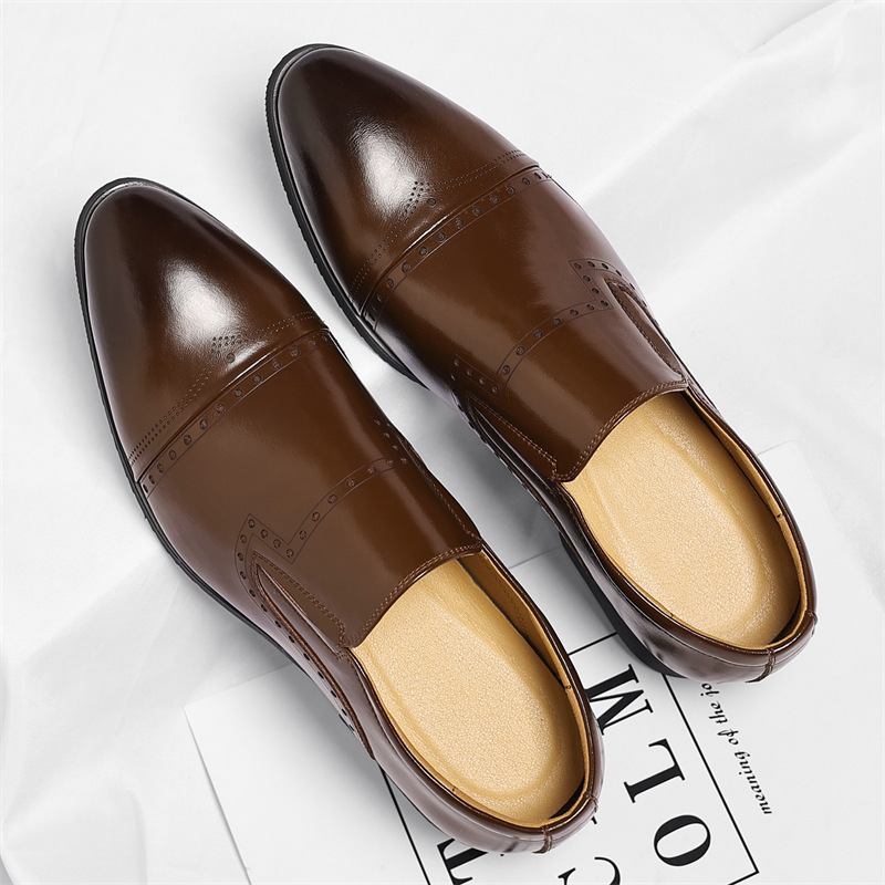 Matteo Leather Brogue Slip-On Shoes