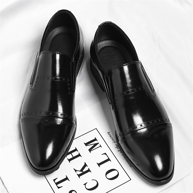 Matteo Leather Brogue Slip-On Shoes
