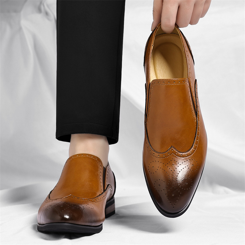 Cambridge Leather Brogue Slip-On Shoes