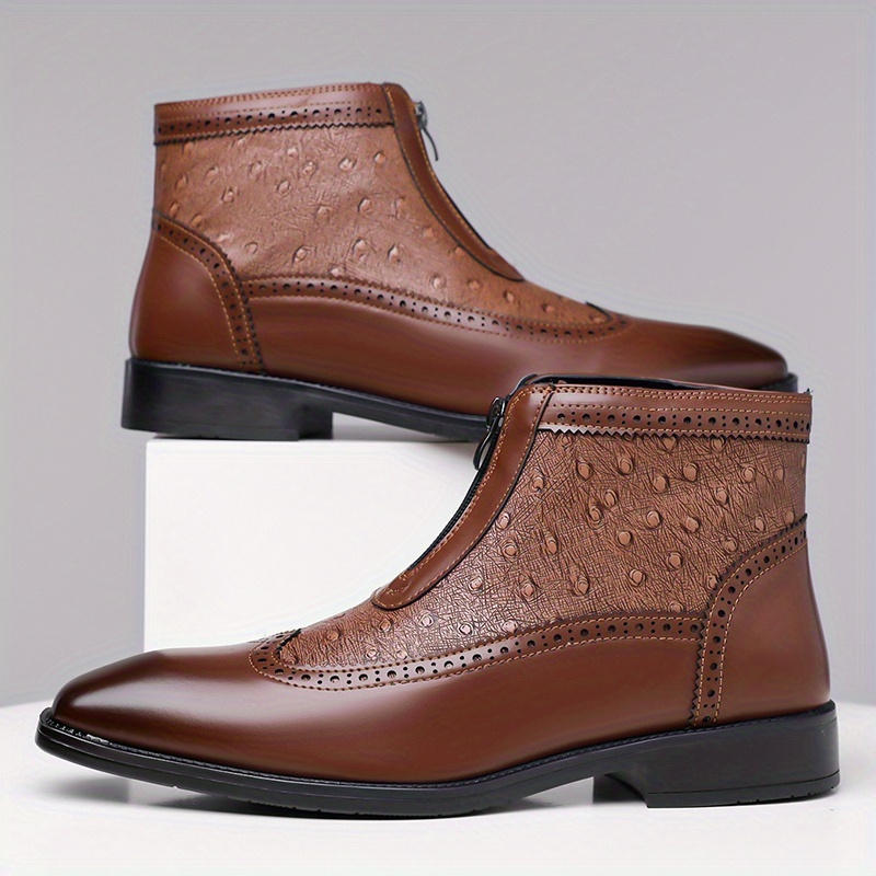 Belmont Ostrich Leather Ankle Boots