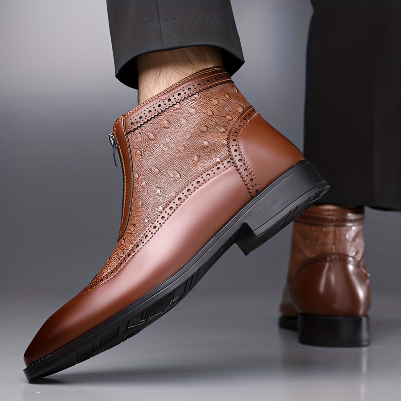 Belmont Ostrich Leather Ankle Boots