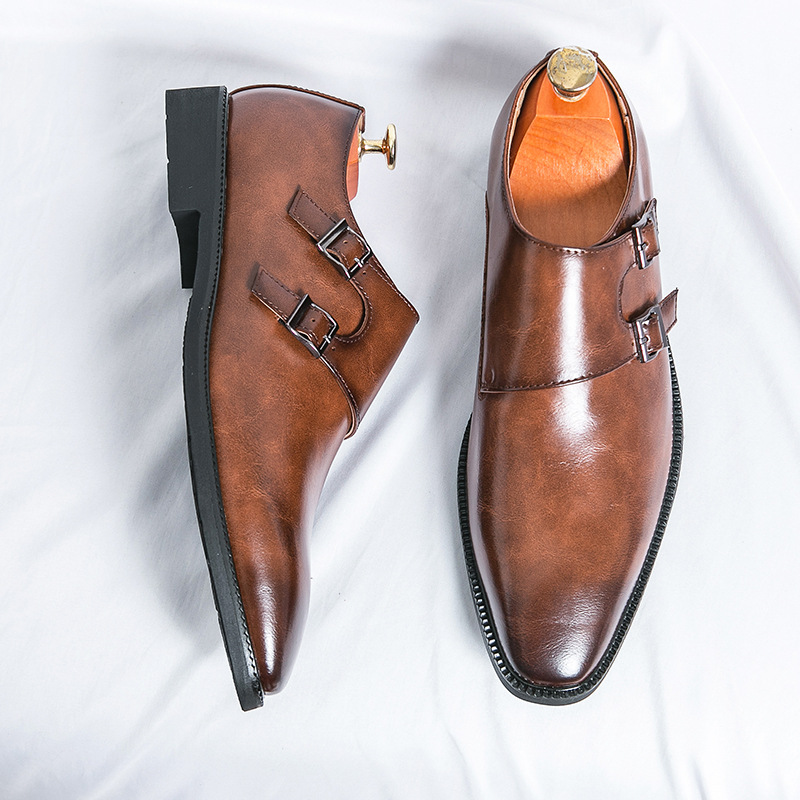Veneto Leather Monk Strap Shoes