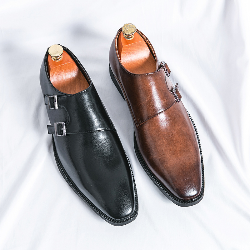 Veneto Leather Monk Strap Shoes