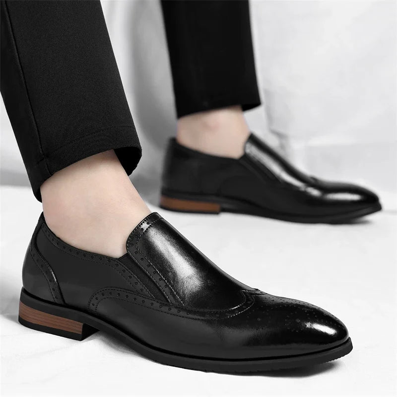 Cambridge Leather Brogue Slip-On Shoes