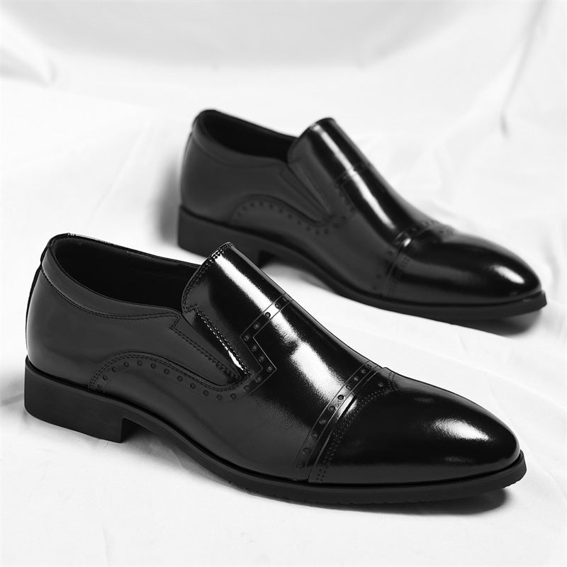 Matteo Leather Brogue Slip-On Shoes