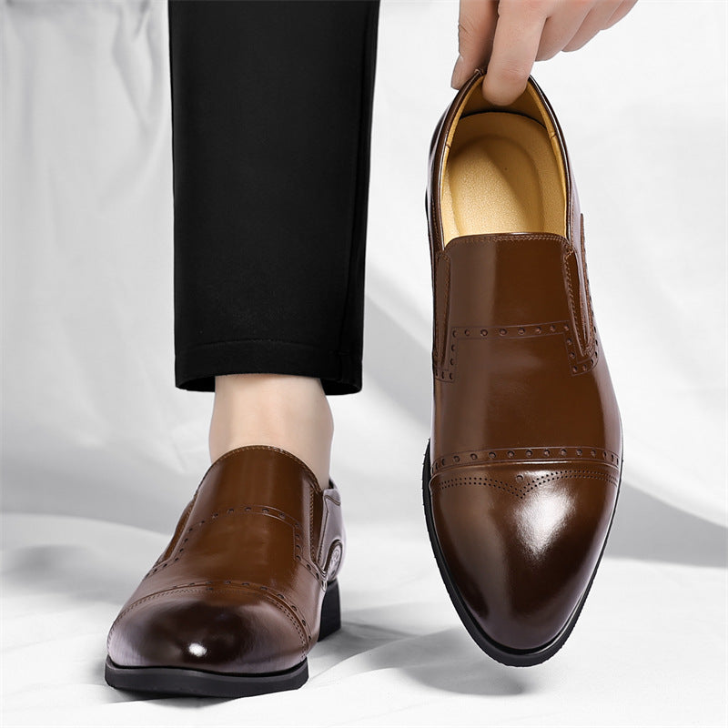 Matteo Leather Brogue Slip-On Shoes