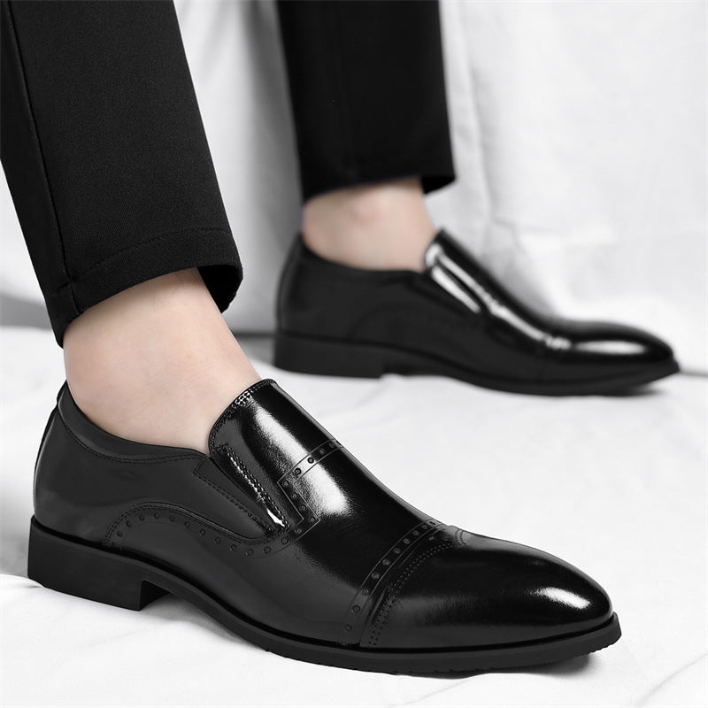 Matteo Leather Brogue Slip-On Shoes