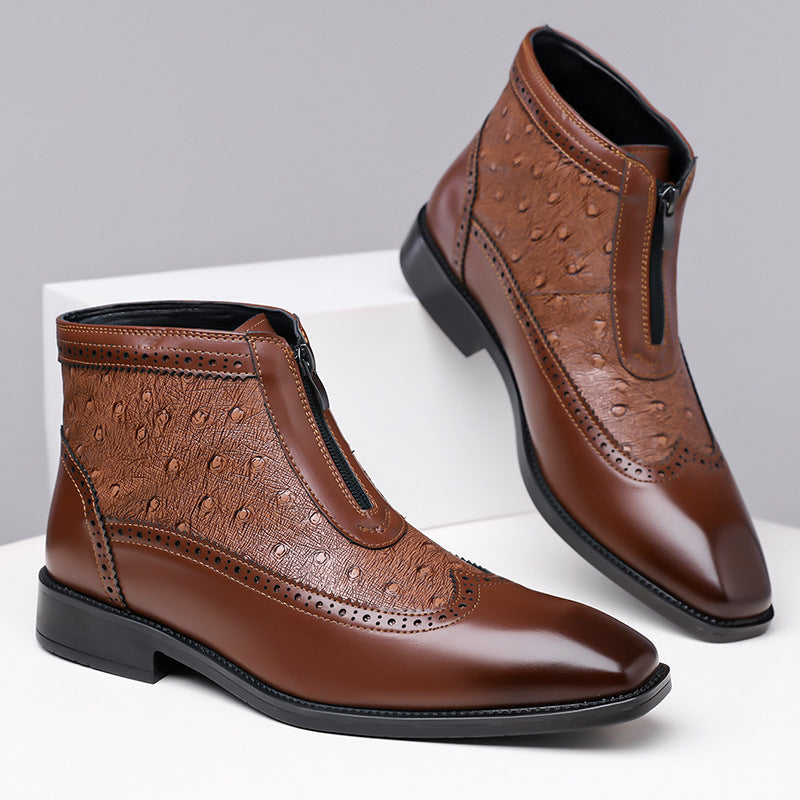 Belmont Ostrich Leather Ankle Boots