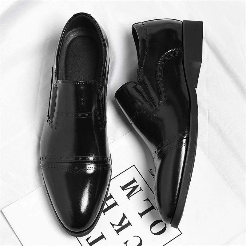 Matteo Leather Brogue Slip-On Shoes