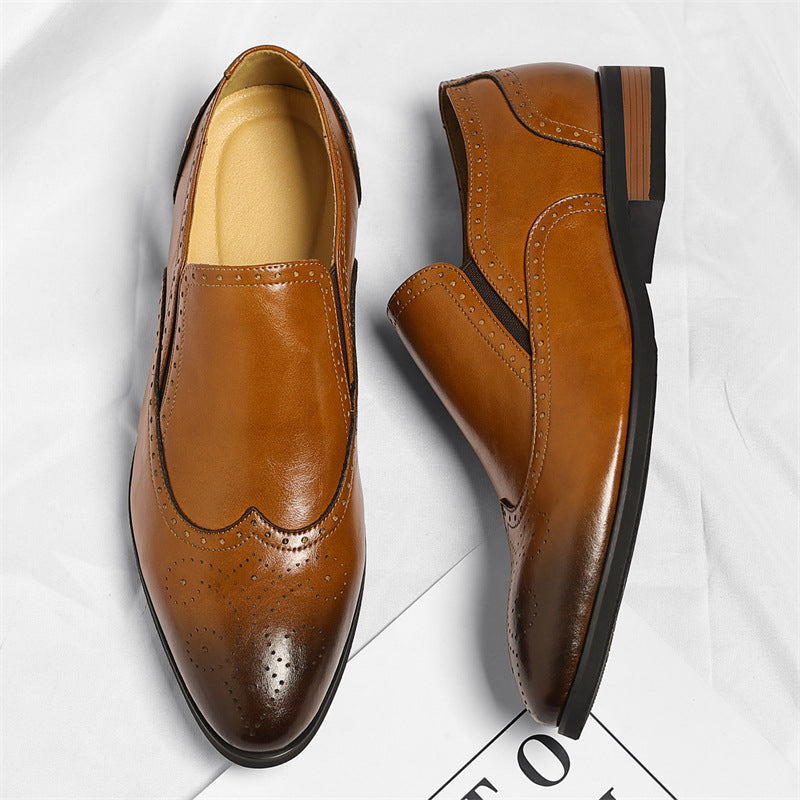 Cambridge Leather Brogue Slip-On Shoes