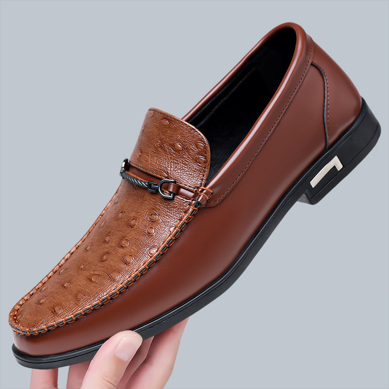 Cristiano Ostrich Leather Slip-On Shoes
