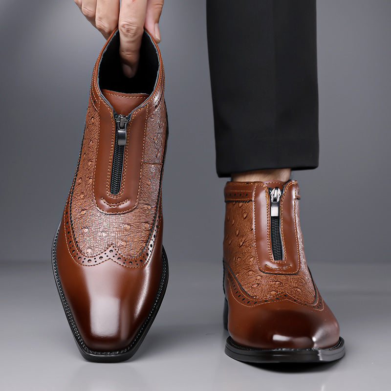 Belmont Ostrich Leather Ankle Boots