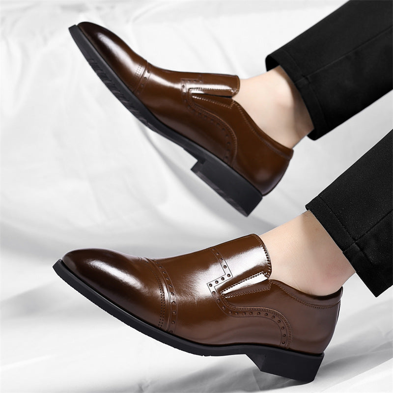 Matteo Leather Brogue Slip-On Shoes