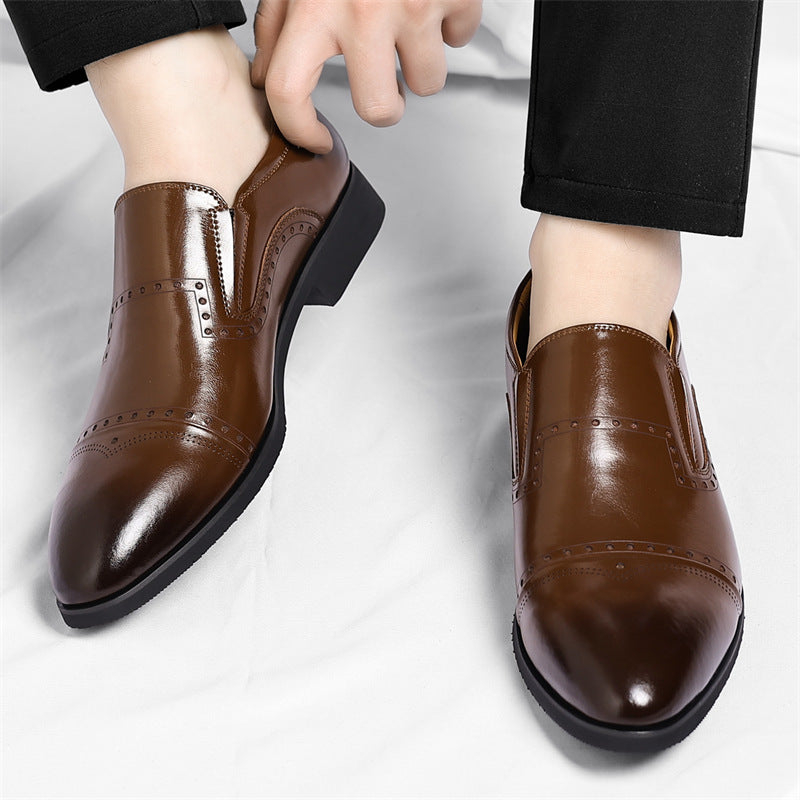 Matteo Leather Brogue Slip-On Shoes