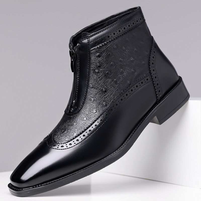 Belmont Ostrich Leather Ankle Boots
