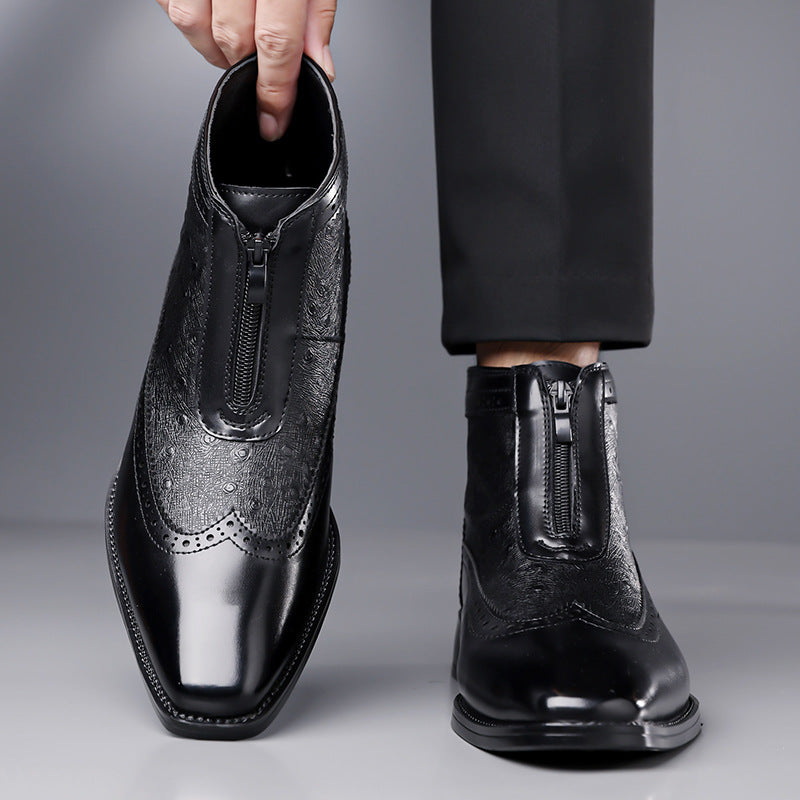 Belmont Ostrich Leather Ankle Boots
