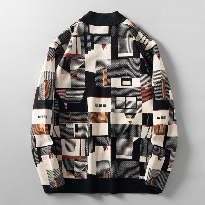Èze Abstract Knit Wool Cardigan