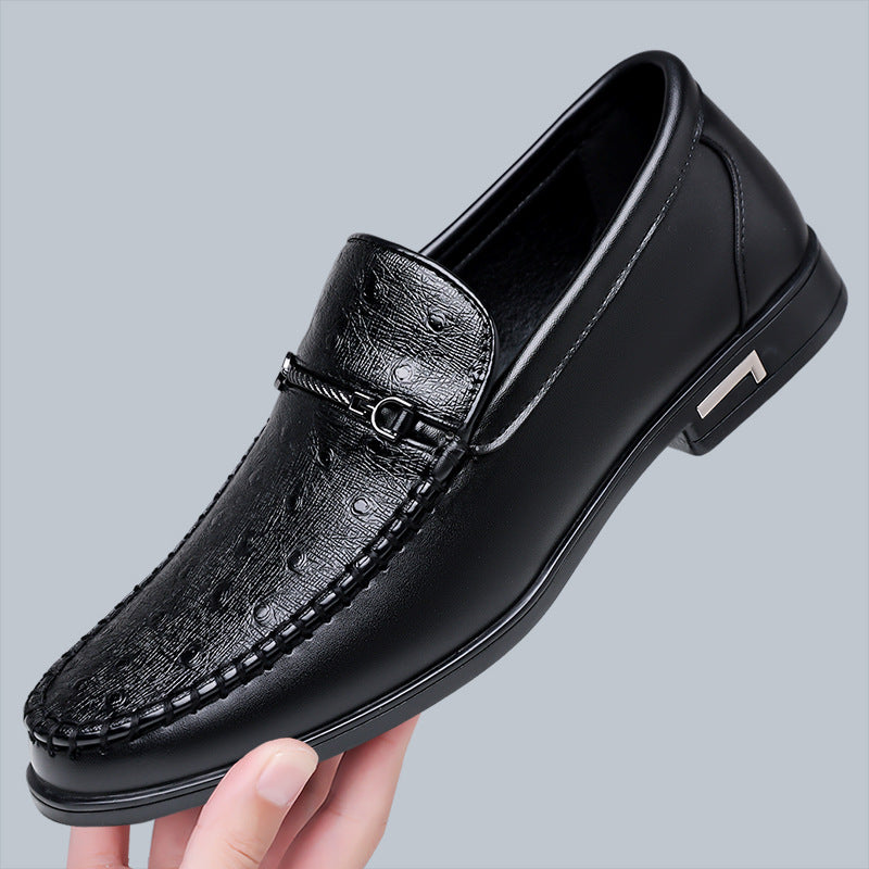 Cristiano Ostrich Leather Slip-On Shoes