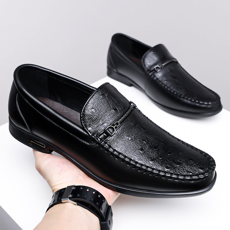 Cristiano Ostrich Leather Slip-On Shoes