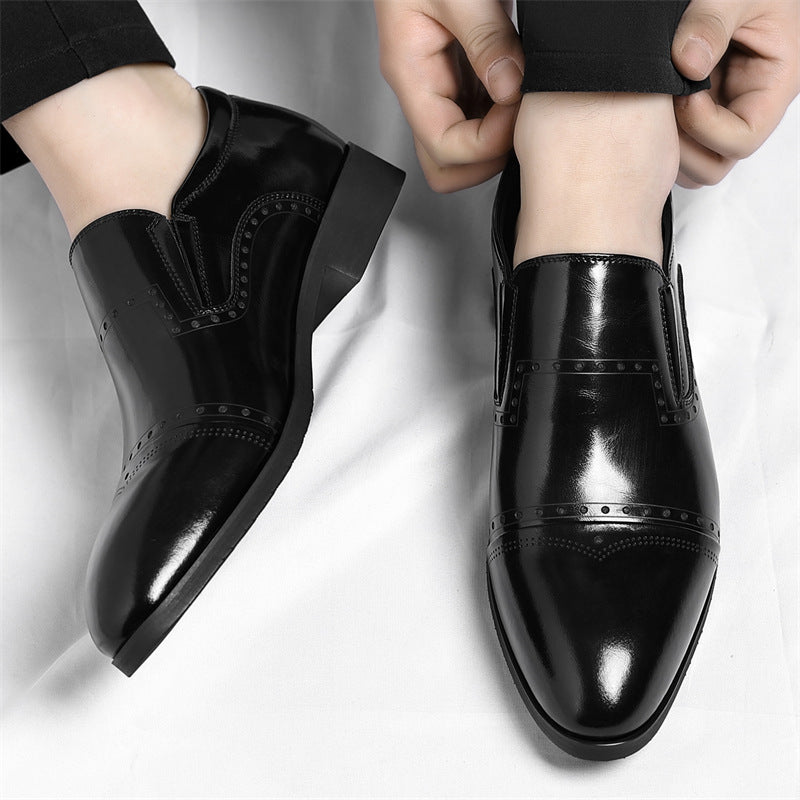Matteo Leather Brogue Slip-On Shoes