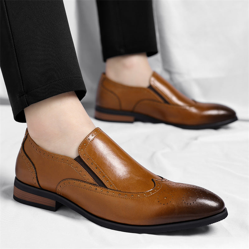 Cambridge Leather Brogue Slip-On Shoes