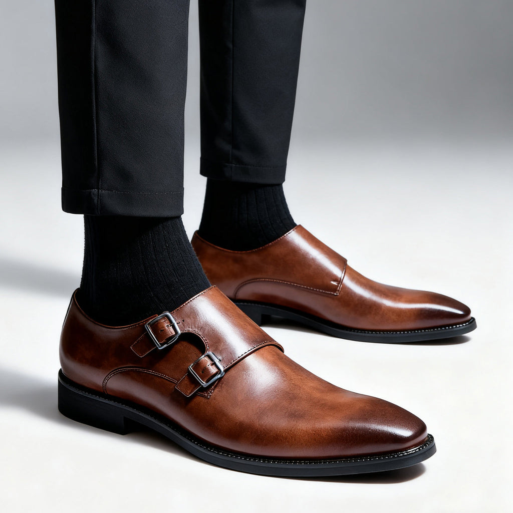 Veneto Leather Monk Strap Shoes