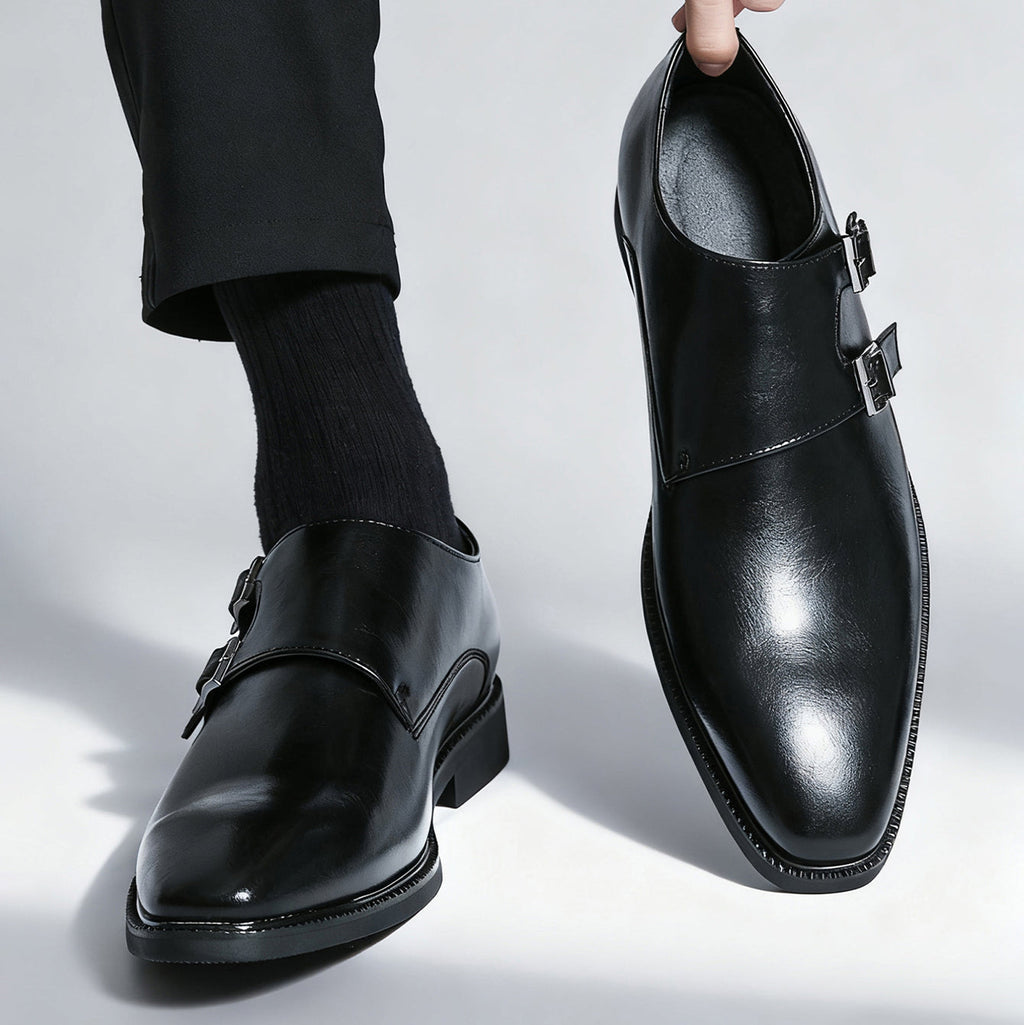 Veneto Leather Monk Strap Shoes
