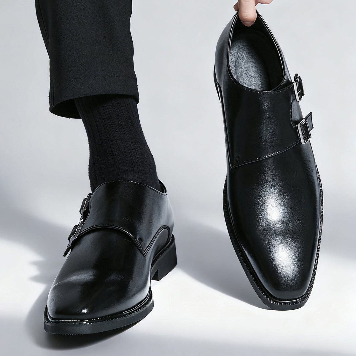 Veneto Leather Monk Strap Shoes