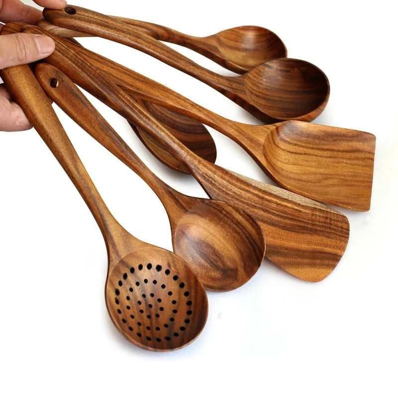 Artisan-Crafted Teakwood Cooking Utensil Set