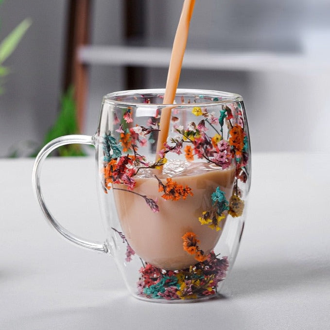 Chic Floral Glass Mugs