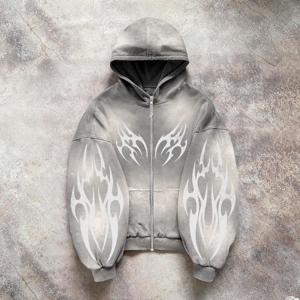 Edgy Tribal Print Hoodie