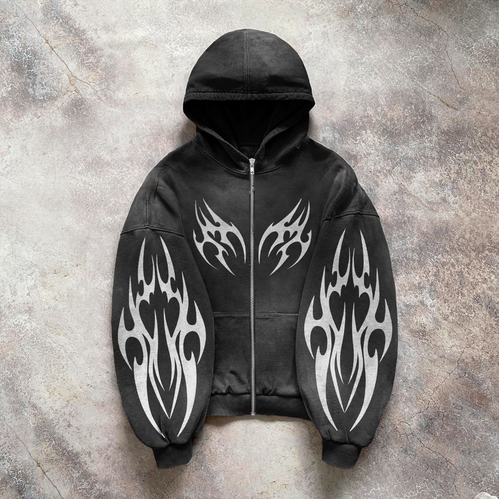 Edgy Tribal Print Hoodie