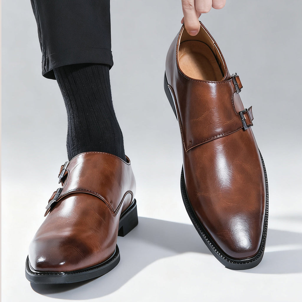 Veneto Leather Monk Strap Shoes