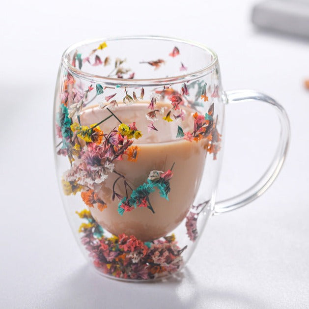 Chic Floral Glass Mugs