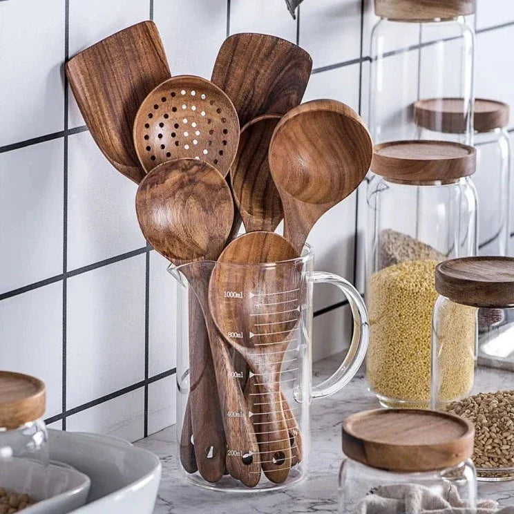 Artisan-Crafted Teakwood Cooking Utensil Set