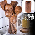 Artisan-Crafted Teakwood Cooking Utensil Set