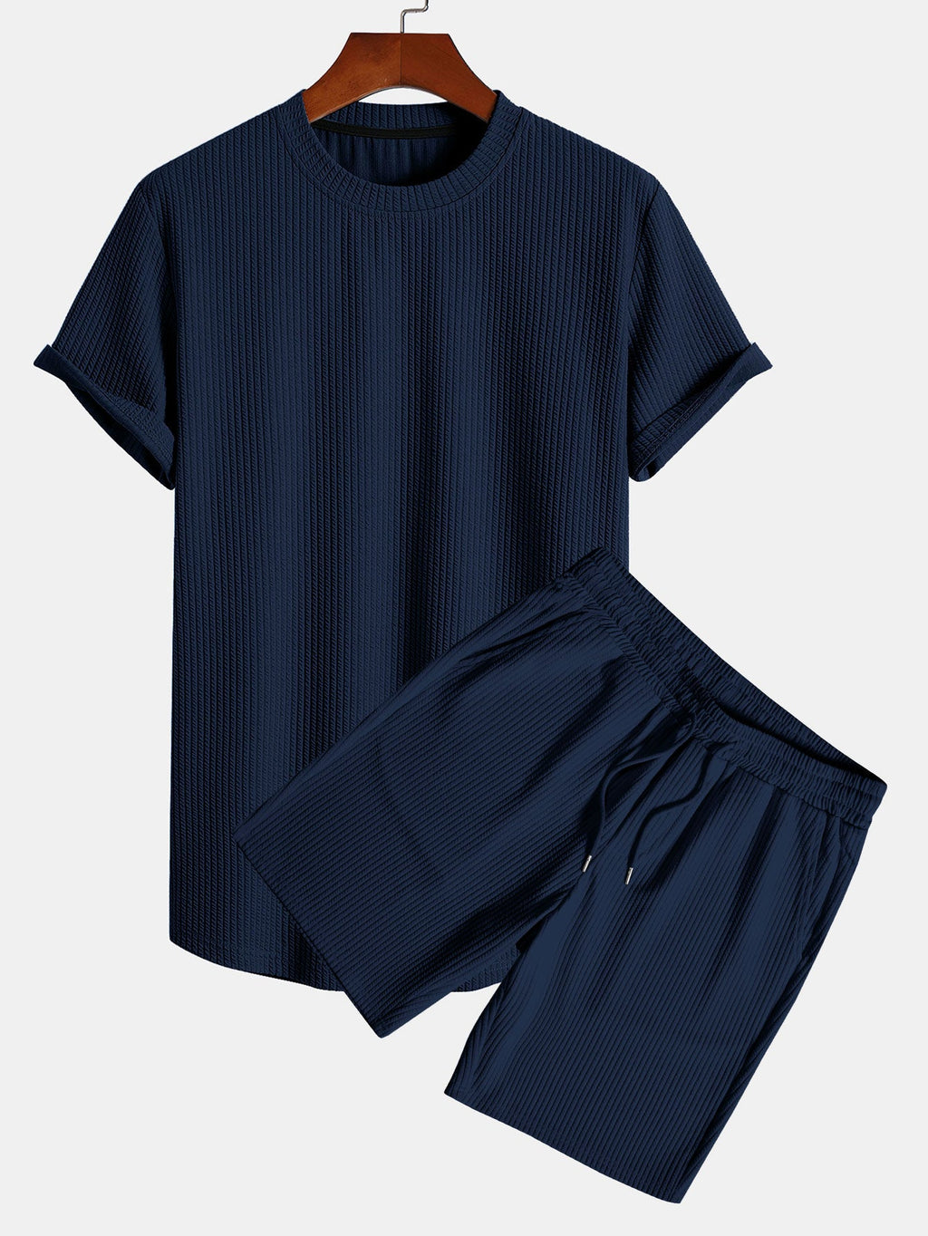 Muscle Fit Ribbed Arc Hem T-Shirt & Shorts