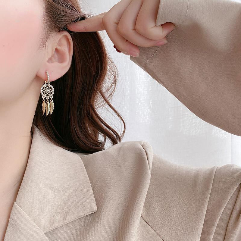 14k Solid Gold Dreamcatcher Earrings