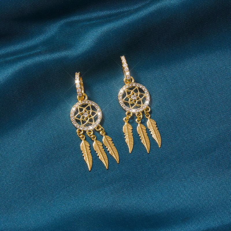 14k Solid Gold Dreamcatcher Earrings