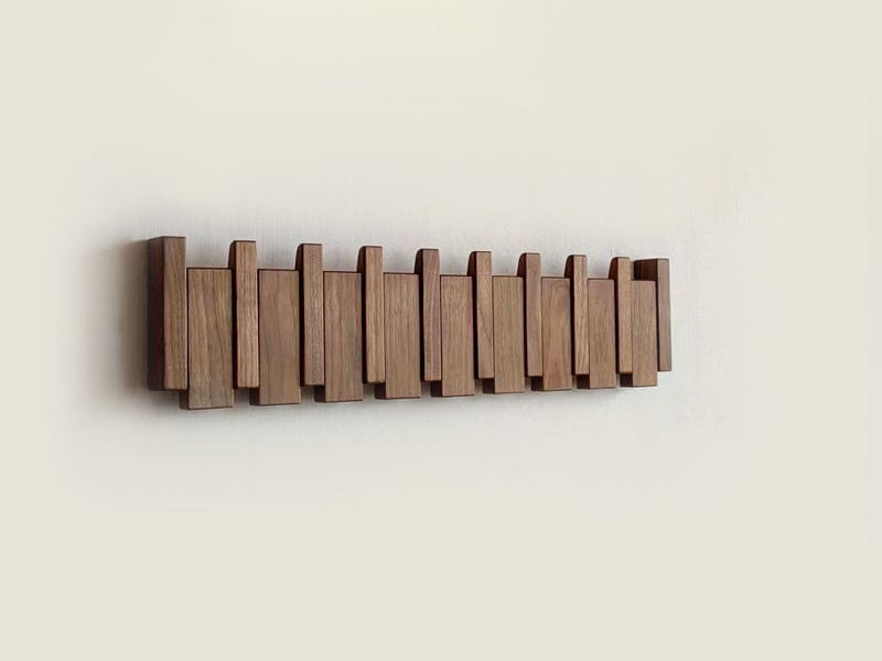 Artisan Wooden Coat Rack Inspired by Piano Keys – Ruviox