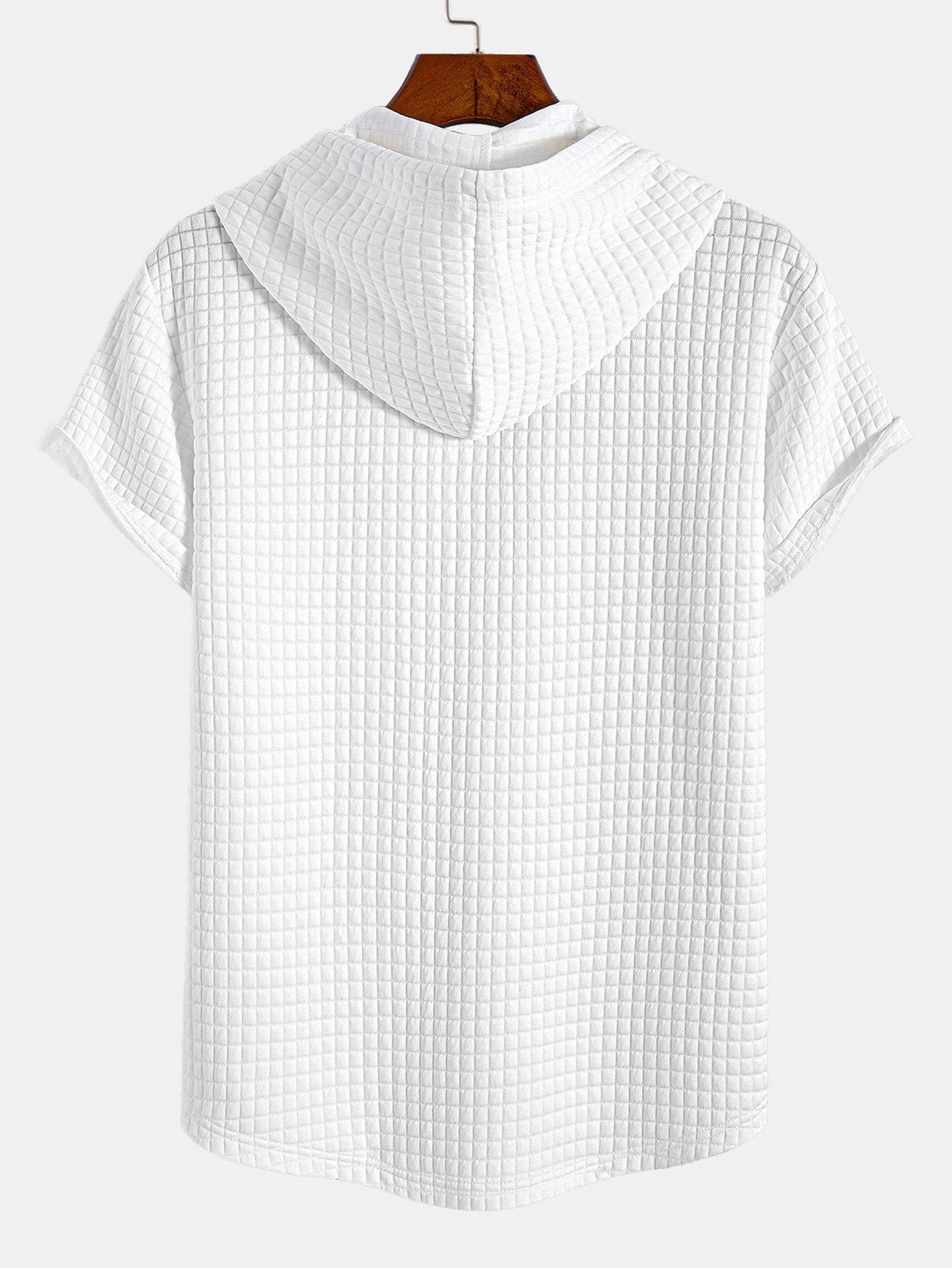 Waffle Hooded Arc Hem T-Shirt & Waffle Drawstring Shorts
