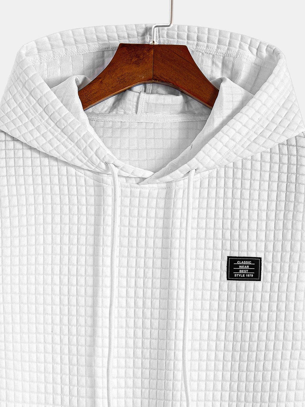 Waffle Hooded Arc Hem T-Shirt & Waffle Drawstring Shorts