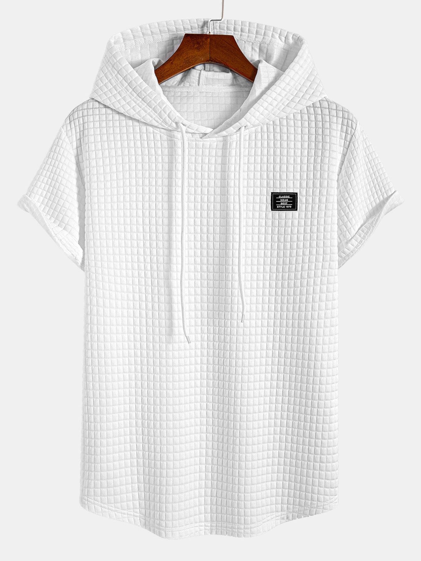 Waffle Hooded Arc Hem T-Shirt & Waffle Drawstring Shorts