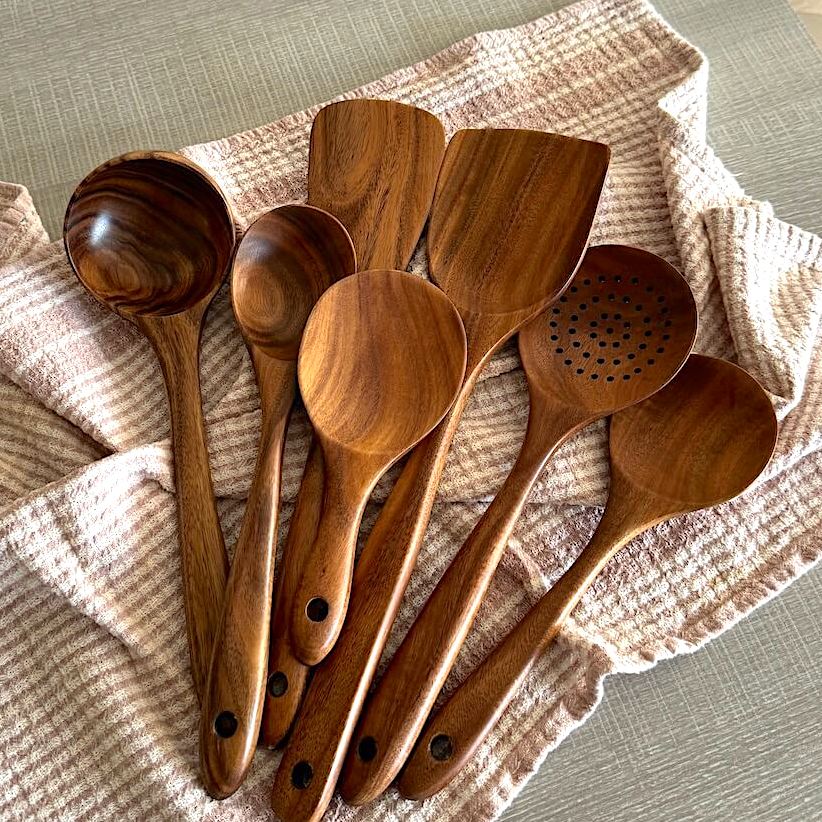 Artisan-Crafted Teakwood Cooking Utensil Set