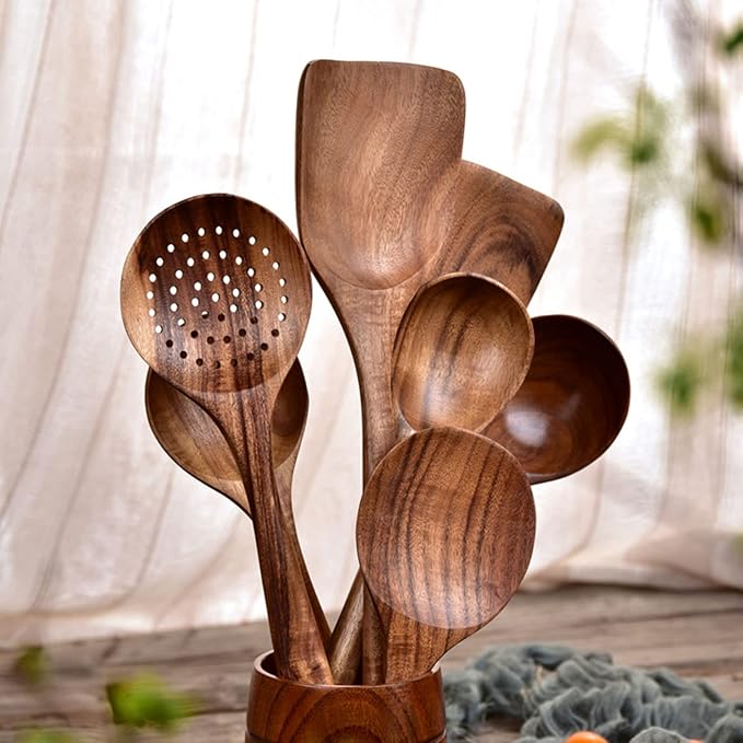 Artisan-Crafted Teakwood Cooking Utensil Set